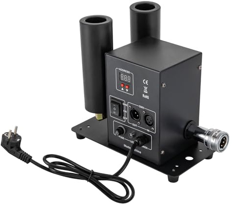 Nebelmaschine Doppelrohr, DMX CO₂ Luftsäulenmaschine mit Niedrige Temperaturen, 150W Co2 Jet Maschine mit 5m Schlauch Dual Control Mode Geeignet für Bar Bankett Hochzeit