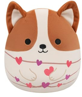 Squishmallows SQVA01575 - Reginald der Corgi mit Herzschnur 19 cm, offizielles Jazwares Plüsch, superweiches Kuscheltier