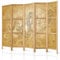 decomonkey Paravent Raumteiler Innen Ornament 225x171 cm 5 Teilig Room Divider Wall Raumteiler Stehend Trennwand Sichtschutz Spanische Wand Sichtschutzwand Wohnzimmer Holz Spa Zen Orient Japan