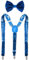 Man of Men Set mit Fliege und Hosenträgern – Pailletten, Blau, One Size Fits most