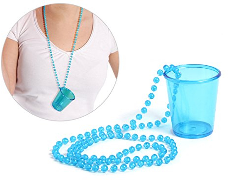 Alsino Schnapsglas Shotglas an Perlenkette - Länge der Kette: 36 cm, Pinnchen Höhe: 5 cm - perfekt für deinen Jga (LG9609 blau)