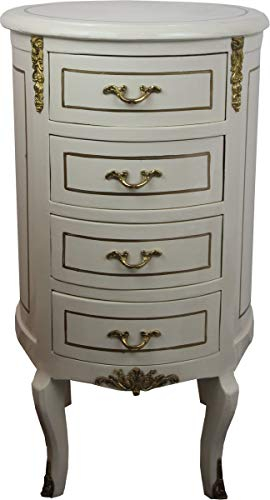 Casa Padrino Barock Kommode Rund Antik Stil Creme Weiß/Gold 42 x H 77.5 cm - Barock Möbel