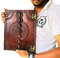 ALCRAFT Handgefertigtes Leder-Tagebuch mit sieben Chakra-Steinen und C-Schloss, Tagesplaner, Gästebuch, 25,4 x 33 cm, Braun