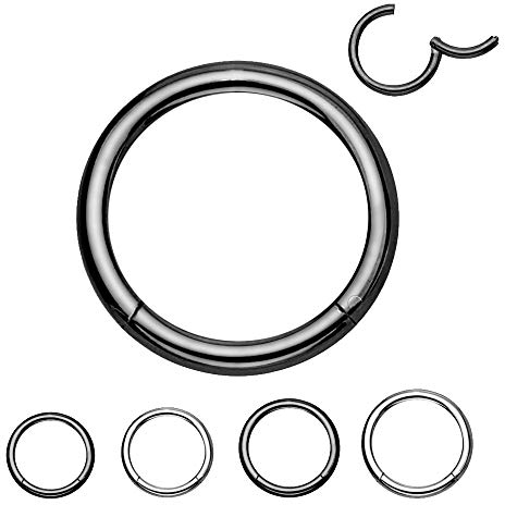 Treuheld® Titan Segment Clicker Piercing - Schwarz - 1,2mm x 10mm - Segmentring Klicker