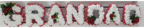GRANDAD Silk Artificial Funeral Flowers Name Tribute (Rich Red)