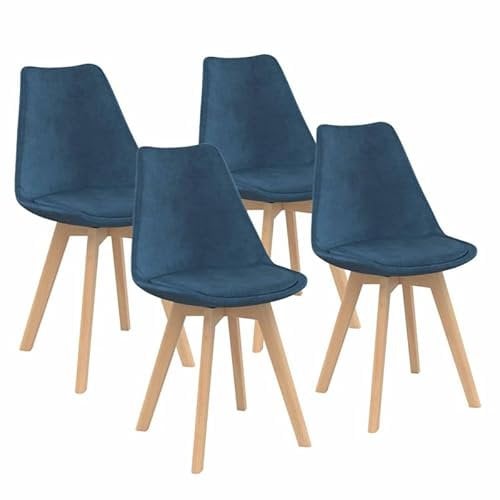 IDMarket - Lot de 4 chaises scandinaves SARA en Velours Bleu Canard