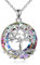 AOBOCO Baum des Lebens Halskette, 925 Sterling Silber Göttin Baum Anhänger mit Kristall von Austria, Schmuck Geschenke für Frauen (Silber Purple Crystal)