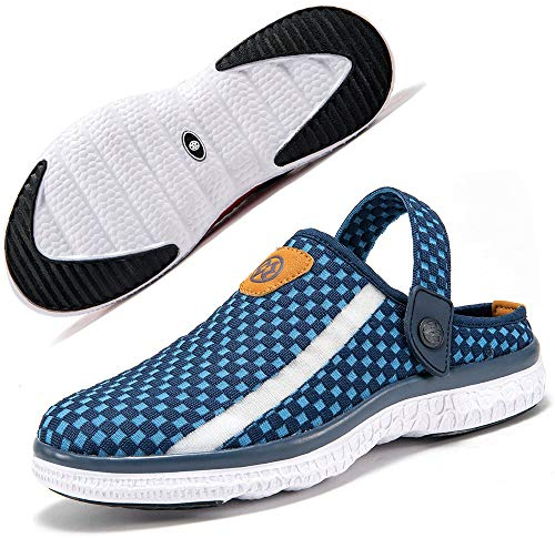 Zuecos Mujer Hombre de Verano Playa de Sandalias Ligero Pantuflas Zapatillas de Estar por Casa Antideslizante Azul Oscuro 42