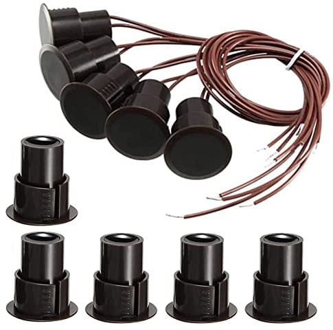 GUUZI 5 pezzi RC-36 da Incasso NC Allarme di Sicurezza Sensore di Contatto Porte e Finestre Interruttore Magnetico Reed per Cancello in Ferro (Marrone)