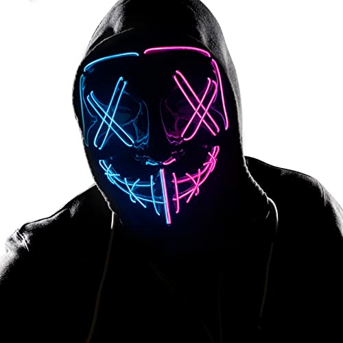 Wlevzzor Halloween LED Grusel Maske Cosplay Kostüm Leuchten Purge Maske EL Drahtmaske für Cosplays Feste und Partys Halloween Geschenke