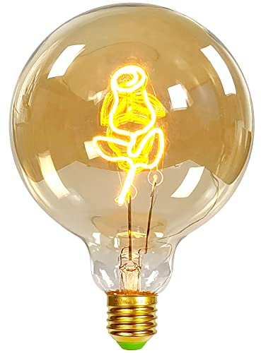 TIANFAN Vintage-Glühbirnen, LED-Glühbirne, 4 W, dimmbar, Liebes-/Heim-Buchstabe, dekorative Glühbirnen, 220/240 V, E27, Tischlampe (Rose)