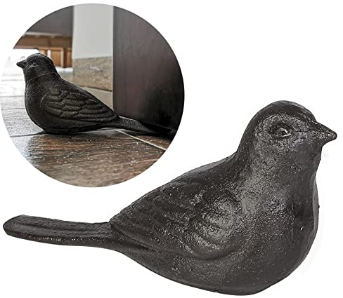 Livfodrm Türstopper, dekorativer Türstopper, antiker Gusseisen-Türstopper, niedlicher Vogel-Türstopper, Keil, robuster Türstopper, um die Tür offen zu halten, 1 Stück, rustikales Dunkelbraun)