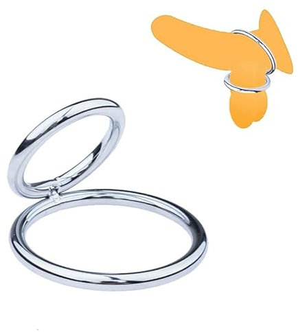 ZTWSAQ Edelstahl Cockring Doppelter Penisring Metall Eichelring Penis/hoden Folter Hodensackring Cock Ringe Hodenteiler Penis Ring Hodenring Für Männer BDSM Extreme Bondage Sexspielzeug