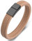 Gualiy Edelstahl Armband Herren Schmuck, Schmuck Armband Leder Aprikose Geflochten Armband mit Schwarz Schnalle 20CM Herren Armband