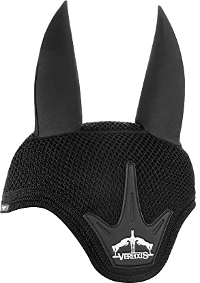 Veredus, Fly Fringe Stability - Riding Fly Cap with Reinforced Insert, Black - Horse Size M