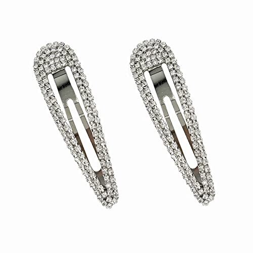 SURALIN 2PCS Mollette Capelli Donna Fermagli per Capelli Mollette per Capelli Crystal Donna Fermagli per Capelli Clip Brillantini per Capelli (Argento)