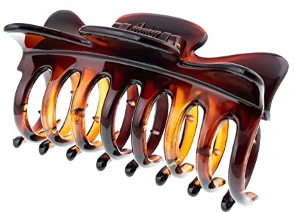 Righe e Pois - pinza per capelli grande da 9 cm in plastica di qualità tartarugata - hair clip fermaglio per capelli con denti ad artiglio - mollettone per capelli