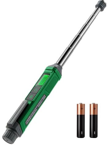 Detector de Gas Natural, TopTes PT299, Detector Portátil con Varilla Extensible para Gases Combustibles como Metano y Propano en el Hogar o Caravana (Incluye 2 Pilas) - Verde