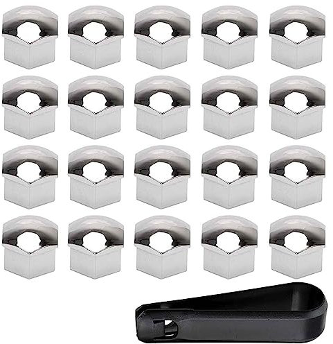 20pcs Wheel Nut Covers for Renau-lt Dacia Duster, Car Wheel Nut Caps, Wheel Bolt Covers, Tire Nut Covers with Removal Tool Set, Silver-17mm