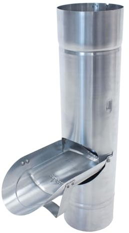 ZAMBELLI Regenrohrklappe 120mm Silber | Regenwasserklappe ohne Sieb, Regenwasser Fallrohr Klappe, einfache Montage, korrosionsbeständig, Titanzink