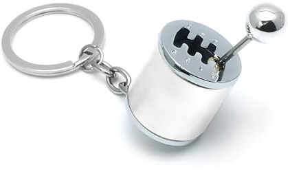 Osilly Getriebe-Schlüsselanhänger, 6-Gang-Schaltgetriebe, Schaltgetriebe, Autoteil, kreatives Fidget-Spielzeug, Auto-Schalthebel-Schlüsselanhänger, Auto-Schlüsselanhänger, Autozubehör (Silber)