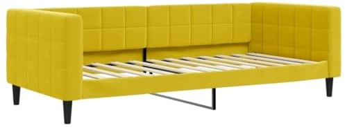 vidaXL Tagesbett, Gästebett 2-in-1, Sofabett Schlafsofa für Schlafzimmer Wohnzimmer, Bettsofa Sofa, Modernes Design, Gelb 90x200cm Samt