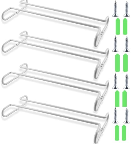 Lostwry Paquet de 4 Supports à Verres à Vin, Support de Verres Sous étagère d'armoire, Rangement avec Support de Verres à Pied, Support de Verre à Vin pour Armoire de Cuisine, Bar, Blanche