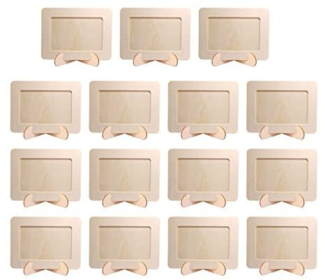 15Pcs Unfinished Wooden Picture Frames for Arts Crafts, DIY Wooden Photo Frames, Creativity Photo Frame for Children Birthday Gifts(19cm*14cm)