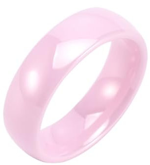 Homxi Bague Femme en Céramique,Rond 6mm Bagues Femmes Rose Alliance Femme Taille 60