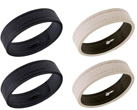 ANNEFIT Leder Uhrenarmband Schlaufe, 4 Stück Ersatz Uhrenband Schlaufe Halter, Kompatibel mit 18mm Uhrenarmbänder (Schwarz+Beige)