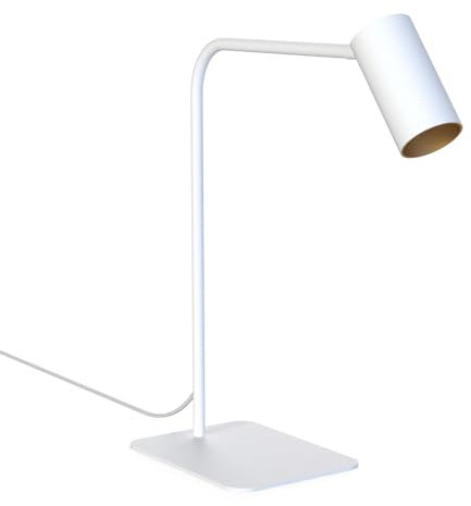 Schreibtischlampe Weiß Gold GU10 verstellbar 40-45 cm zielgerichtetes Licht Modern Tischleuchte Schreibtisch Arbeitszimmer Büro Leselampe