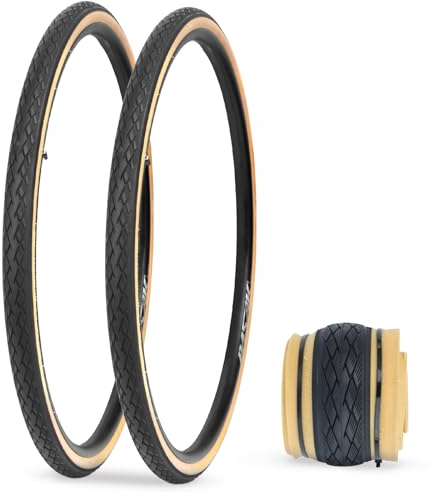 MEGHNA 2 neumáticos de bicicleta de carretera, 700 x 35 c, 37-622, con protección contra pinchazos, neumáticos de alambre para bicicleta de carretera, híbrida, abrigo marrón