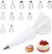 Sac à Poche Professionali e Riutilizzabili, Set di 12 beccucci per Pasticceria, Saccapoche Professionale per Creare Decorazioni Creative, Ideale per Cupcake e Biscotti,Bianco
