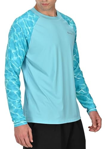 QAYMZUMD Mens Swim Shirts UPF 50+ Rash Guard Men Long Sleeve Sun Protection UV UPF 50+-lanseshuiwen-XL