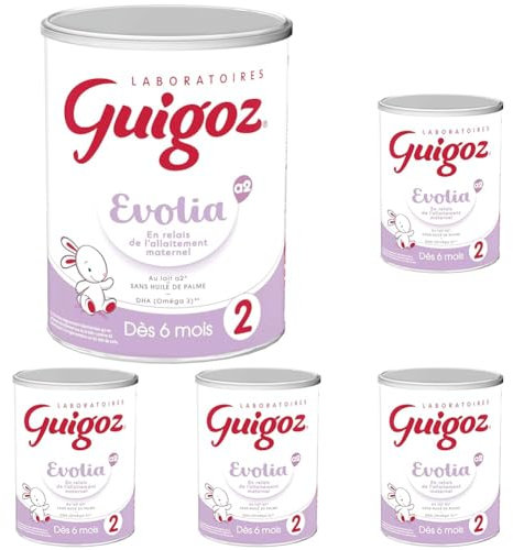 GUIGOZ Evolia 2 - Lait bébé 2ème âge en poudre de 6 à 12 mois - Boîte de 800g (Lot de 5)