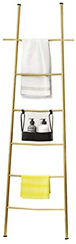 GuyAna Escalera de toallero de baño Independiente, Estante de Secado de Acero Inoxidable, Soporte de Estante de Manta para Sala de Estar, baño, Cocina/Blanco (Dorado)