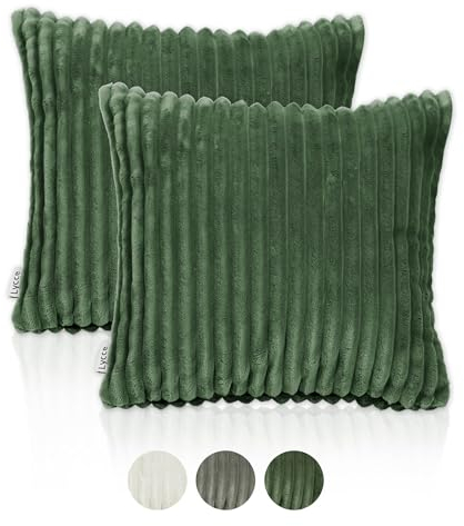 Lycce Kissenbezug Deluxe, 2er Set Kissenhülle für Dekokissen aus super breitem Cordstoff grün (50 x 50 cm), dekorative Zierkissen & -hüllen, Cord Kissen vielseitig einsetzbar für Dein Zuhause