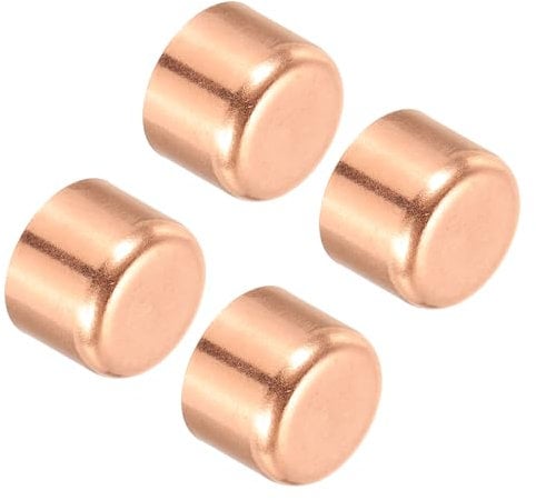 PATIKIL 1 Inch ID Copper Pipe End Cap, 4 Pack Copper Fitting Cap Sweat Plug Solder Connection for Plumbing HVAC Air Conditioner, Copper Tone