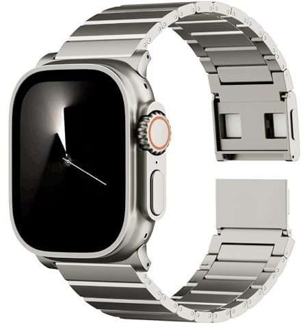 LULULOOK Titan Armband für Apple Watch Ultra 2/Ultra, Ultraleicht Magnetisch Ersatzarmbänder mit DLC Beschichtung, Gefertigt mit 6.0 mm Einstellbare Glied für iWatch Armband 49mm