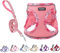PUKAKO Welpengeschirr und Leine, Set für kleine Hunde und Leine, mit weichem Mesh und reflektierenden Bändern für extra kleine/kleine Hunde, Rosa, M, Rosa (kariert)