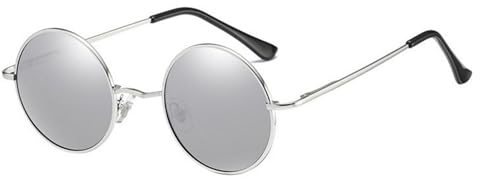 WDZAYXC Retro Classic Runde polarisierte Sonnenbrille mit Metallrahmen für Herren und Damen