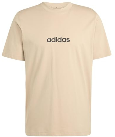 adidas Men's Essentials Linear Single Jersey TEE, Warm Sandstone/Black, S