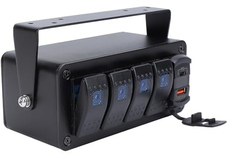 Pannello Interruttori a Bilanciere a 4 Bande con Caricatore USB PD Tipo C QC3.0 - Scatola Interruttori Impermeabile e Multifunzionale Universale per Auto, Camion, Barca,