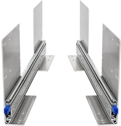 BRASOM Auszugsschienen - Schubladenschienen 800mm, 250kg, 32 inch, mit hohe Bodenmontage, Heavy Duty, Lock in/aus Schubladen Schienensystem, Kugellager, links und rechts