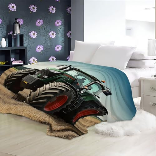 Decke 180 x 220 cm Kuscheldecken Sanft Flanell Weich Fleecedecke Schwarzer Fendt-Traktor Bedruckte Decke für das Schlafzimmer Unschlagbar Weich Und Gemütlich Grau