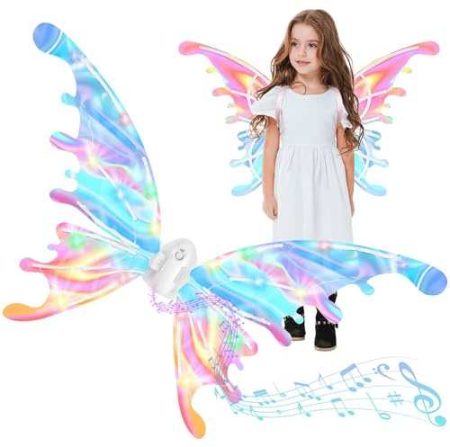Alaoo Hada Alas,Eléctrico Alas de Mariposa con Luces LED, Alas de ángel Brillantes para Halloween, Navidad,Fiesta de Cosplay, Cumpleaños