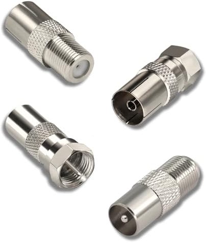 AUCANNIO 4Pcs TV Aerial Adapter, F-Connectors Adapter, F Male/Female to PAL TV Male/Female Coaxial Connector Kit for Satellite Cable, Antenna Cable, TV Aerial Connector Adaptor