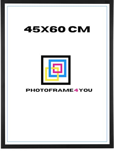 Photoframe4you - Bilderrahmen 45x60 cm - Schwarz Matt - Kunststoff rahmen mit Acrylglas 60x45 cm - Nancy