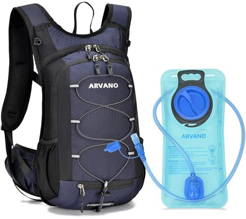 Arvano 15L Sac à Dos Vélo avec Poche d'eau 2L Sac à Dos d'hydratation Ultra-léger Respirable Imperméable pour VTT Ski Course Randonnée Cyclisme Snowboard Femme Homme