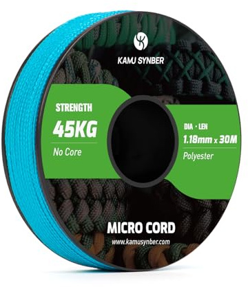 Kamu Synber Micro Cord 1.18mm Paracord Schnur Seil 30m | Tragkraft 45kg, Armband, Hundehalsband, Handwerk, DIY, Spule